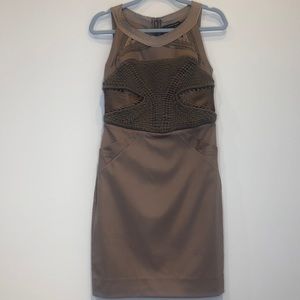 NWT Catherine Deane Halaya dress taupe SilkSatin M